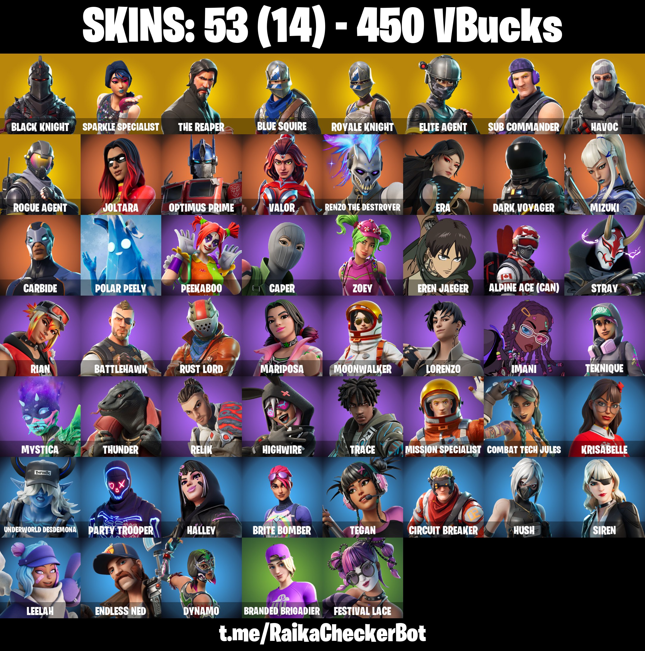 53 SKINS - BLACK KNIGHT , SPARKLE SPECIALIST , THE REAPER , BLUE SQUIRE - PC