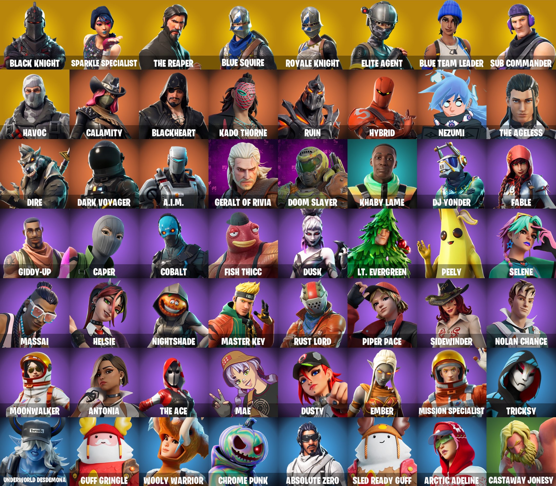 56 SKINS - BLACK KNIGHT , SPARKLE SPECIALIST , THE REAPER , BLUE SQUIRE - PC