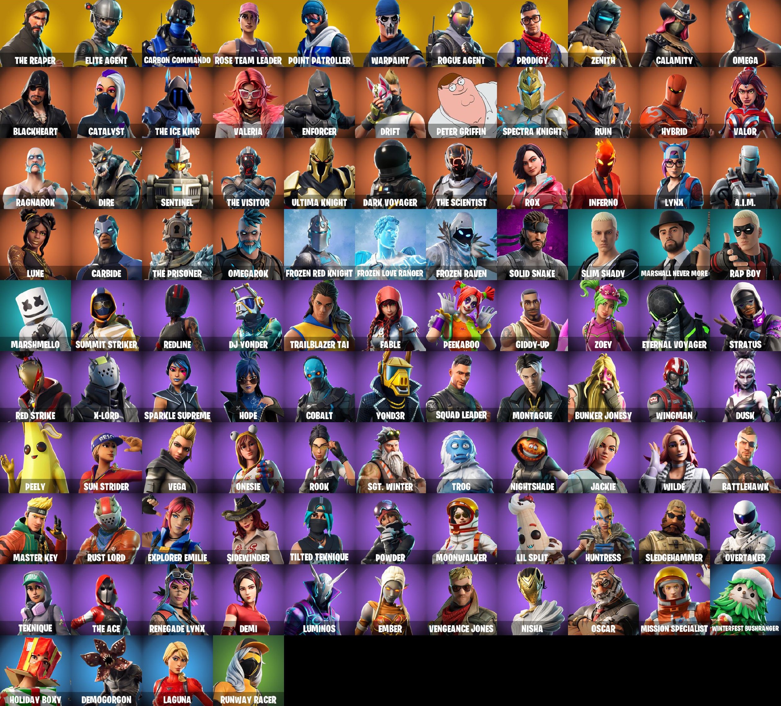 103 SKINS - OG STW , THE REAPER , ELITE AGENT , TAKE THE L , CARBON COMMANDO - PC